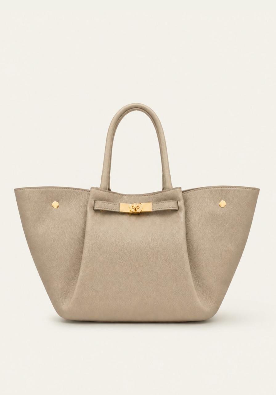 Premium Damenhandtasche aus Echtleder Cremebeige -