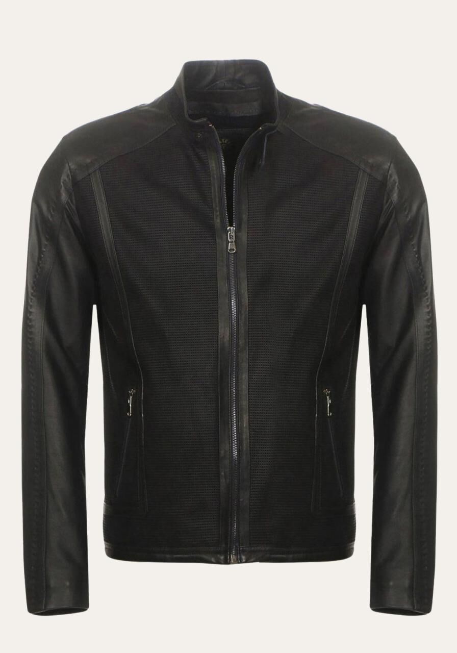 Lederjacke - WELWET - Größe: XXL | Farbe: Blau