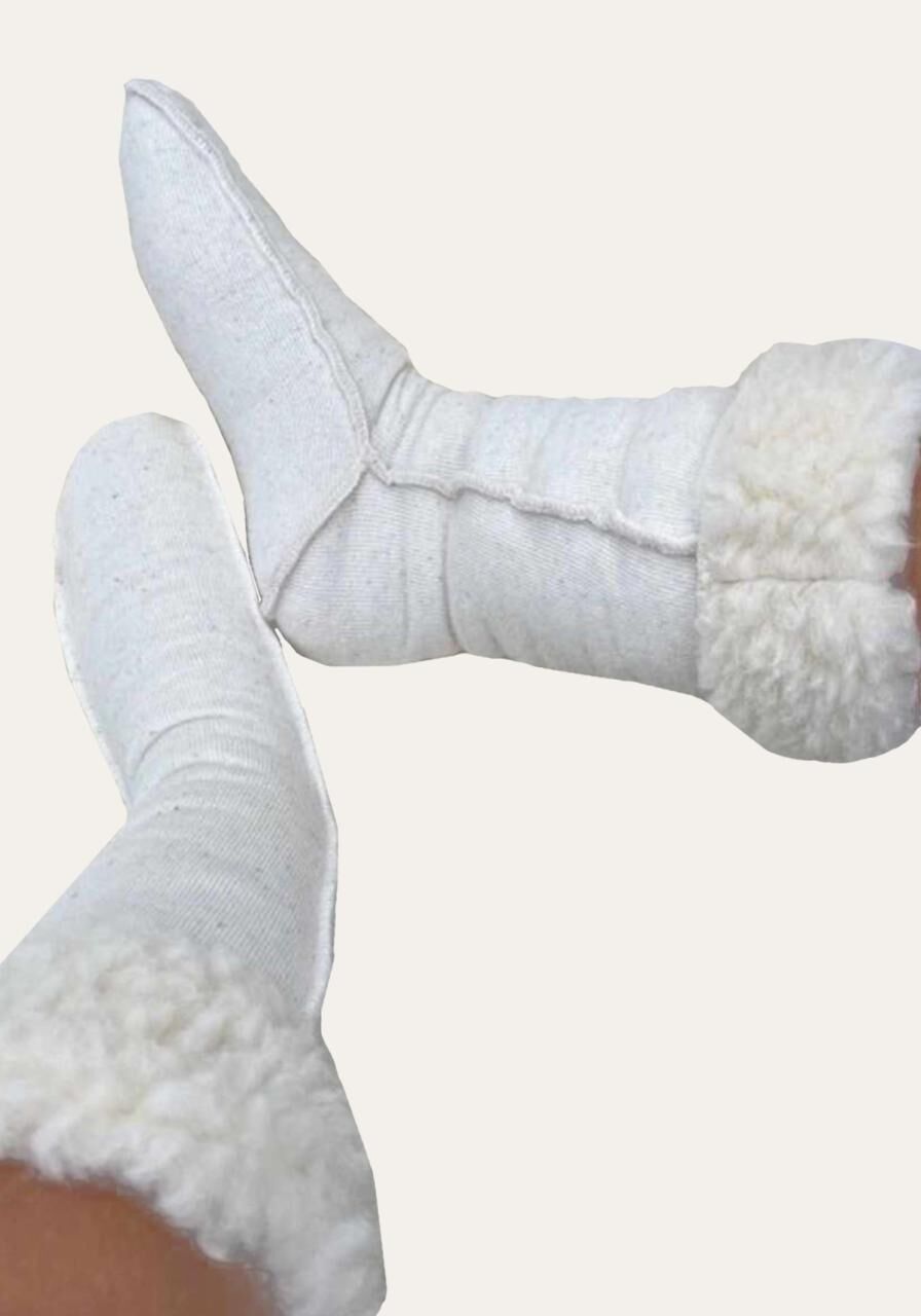 Kniestrümpfe aus Merinowolle elastisch - Farbe: Weiß | Größe: EUR 36-39