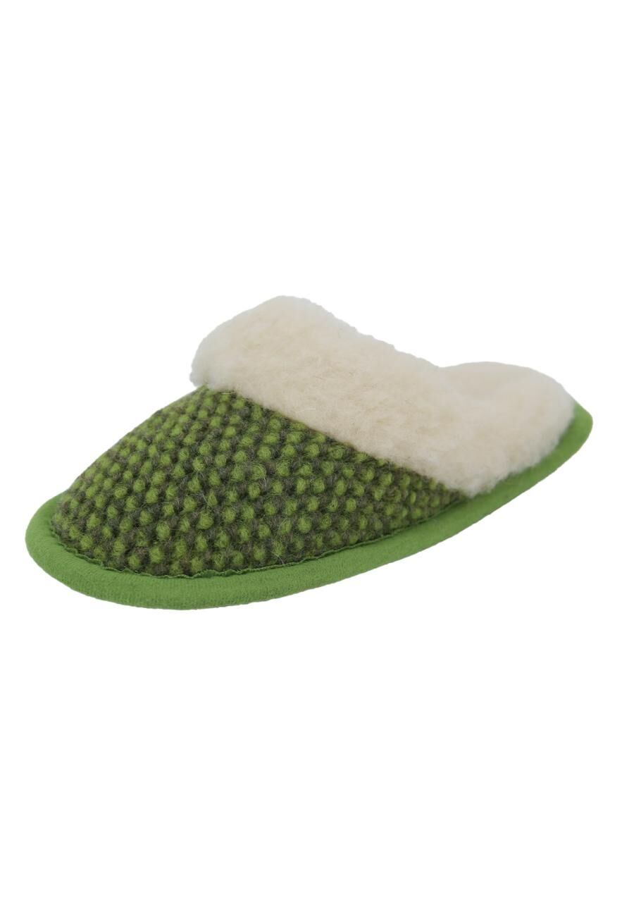 Hausschuhe Pantoffeln aus Merinowolle - PAULA - Farbe: Grün | Schuhgröße: EUR 37/38