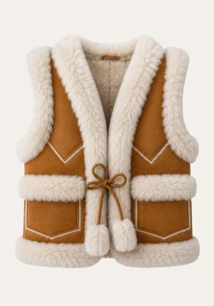 Kinder Lammfellweste - Modell 14 Beige/Creme
