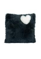 Lambskin pillow - Black with small heart
