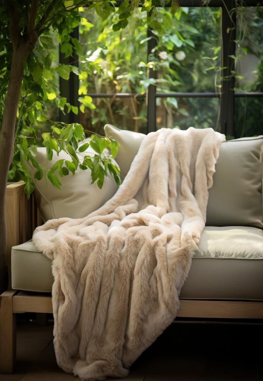 Lammfelldecke Merino Beige 200 x 155 cm Modell 2521 -