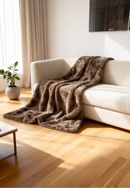 Lammfelldecke Merino 190 x 150 Modell 2521 Camelbraun