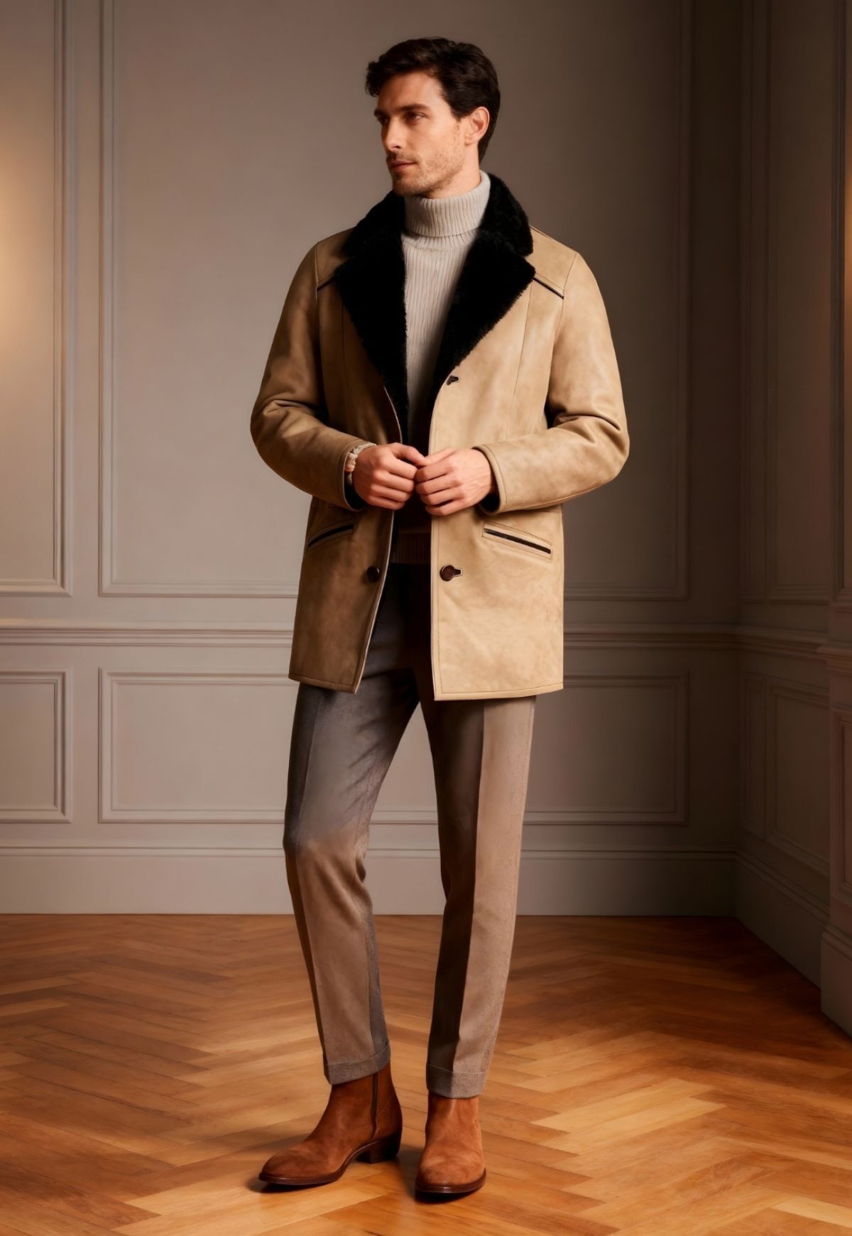 Lammfellmantel Antonio Camel