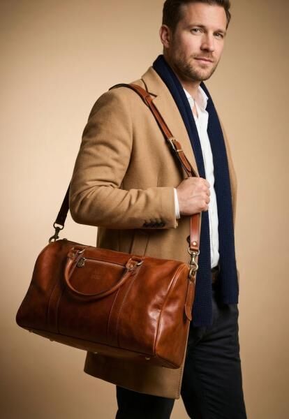 Stilvolle Leder-Reisetasche in Cognac – kompakt & zeitlos