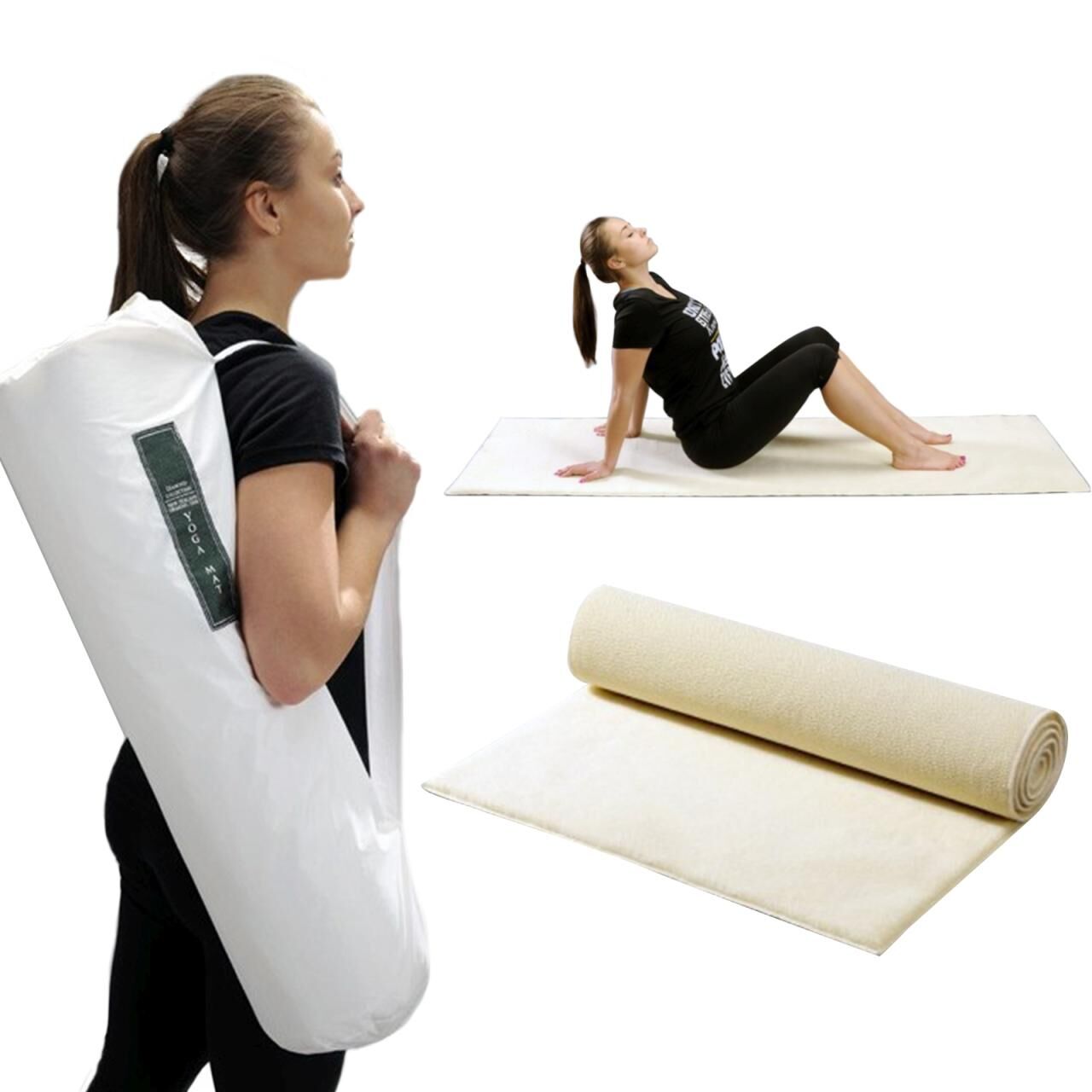 Yogamatte Merinowolle Organic 70x200 cm Weiß -