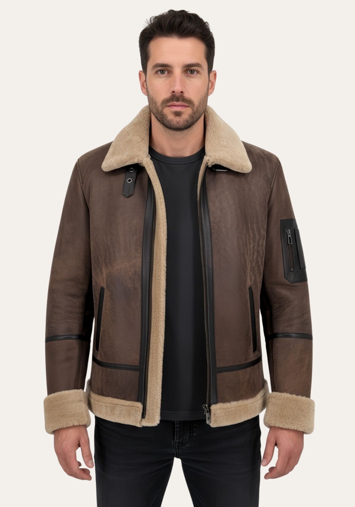 Shearling Lammfelljacke „Flyer Jack“ – Klassischer Pilotenlook in Premium-Qualität