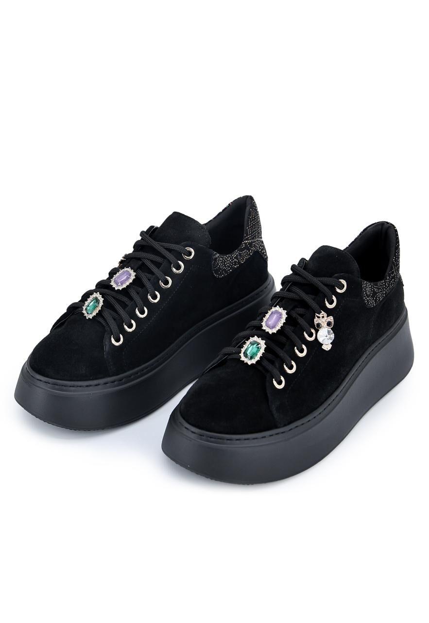Plateau Sneaker aus Leder Modell 4918 Schwarz - Schuhgröße: EUR 42