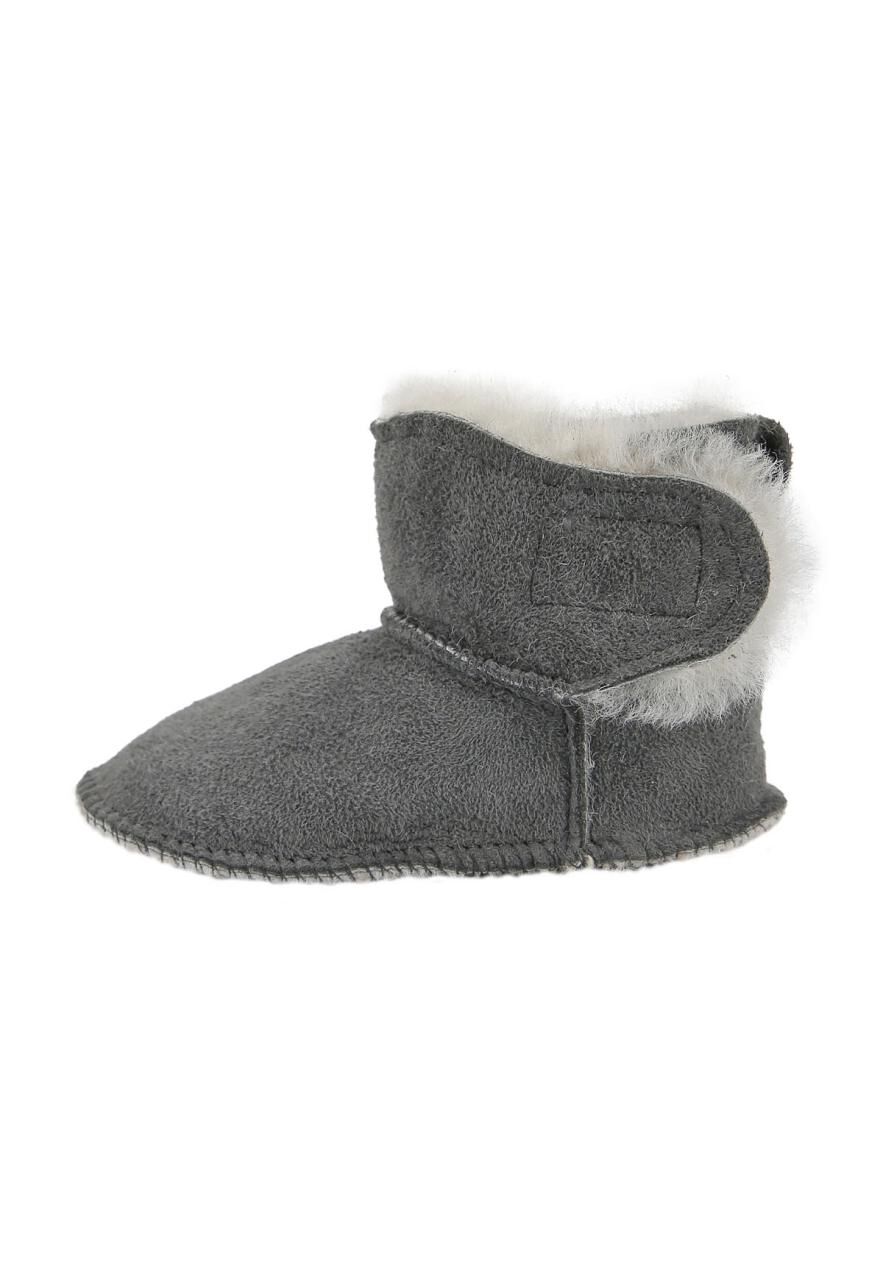 Baby Lammfellschuhe - MIT KLETTVERSCHLUSS - Schuhgröße: EUR 24-25 | Farbe: Grau