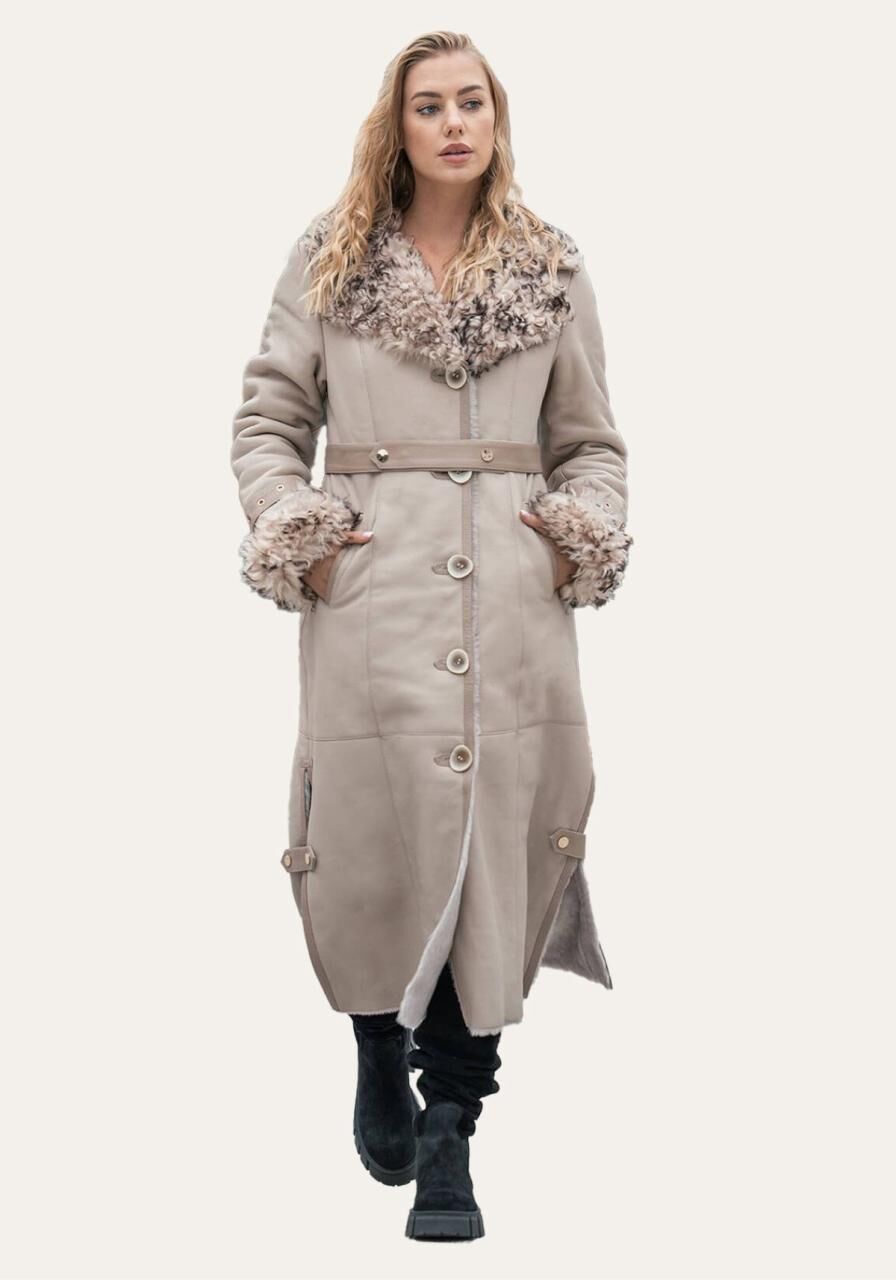 Lammfellmantel Florence Beige - Größe: XL