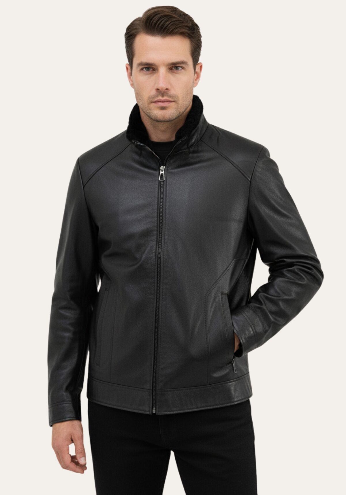 Lammfelljacke Kevin Schwarz