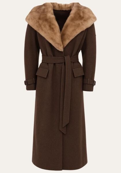 Mantel Valentina – Kaschmir mit Fellkragen und Kapuze