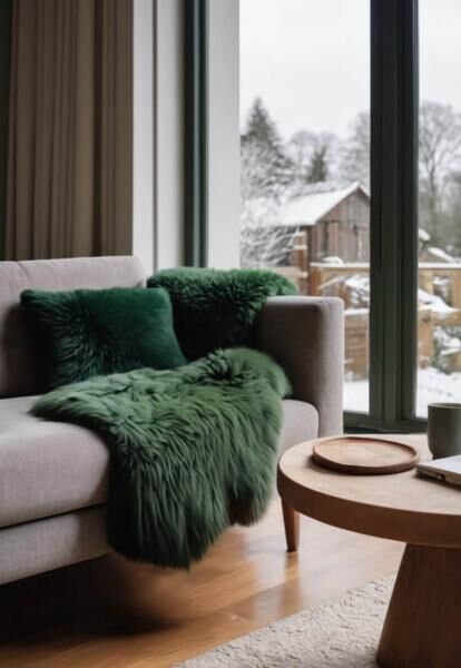 Lammfell Merino Moosgrün