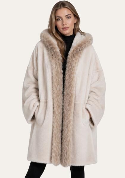Shearling Lammfellmantel Creme Modell 1067