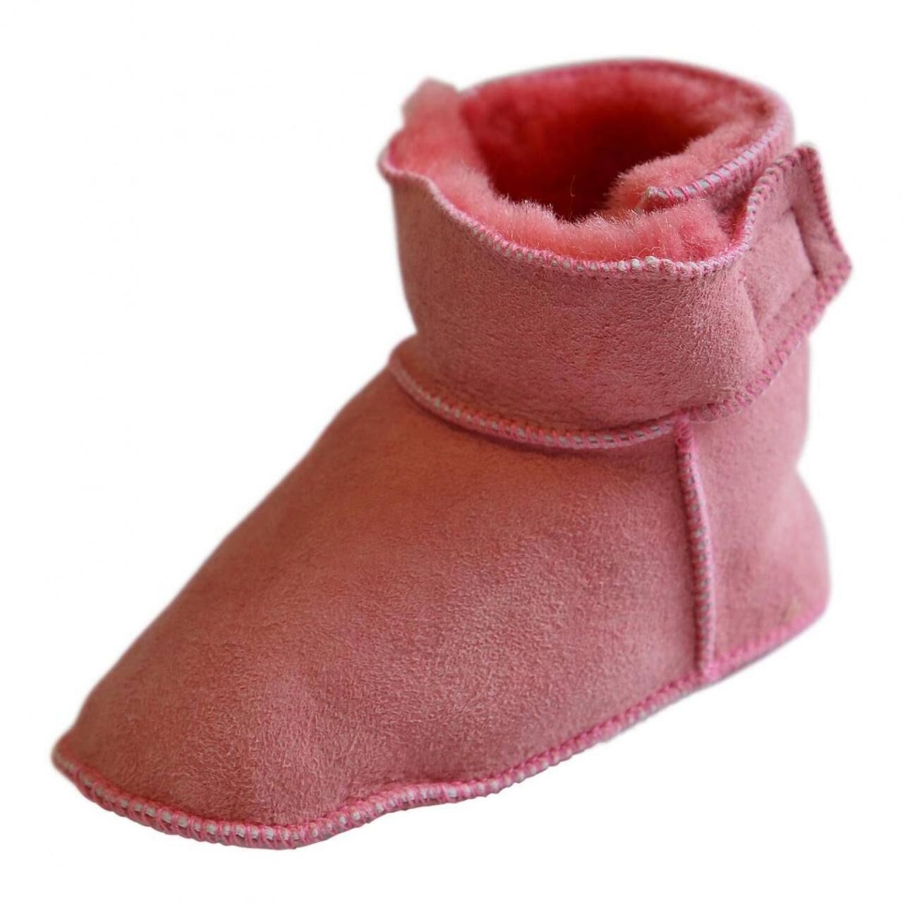 Baby Lammfellschuhe - MIT KLETTVERSCHLUSS - Schuhgröße: EUR 24-25 | Farbe: Rosa