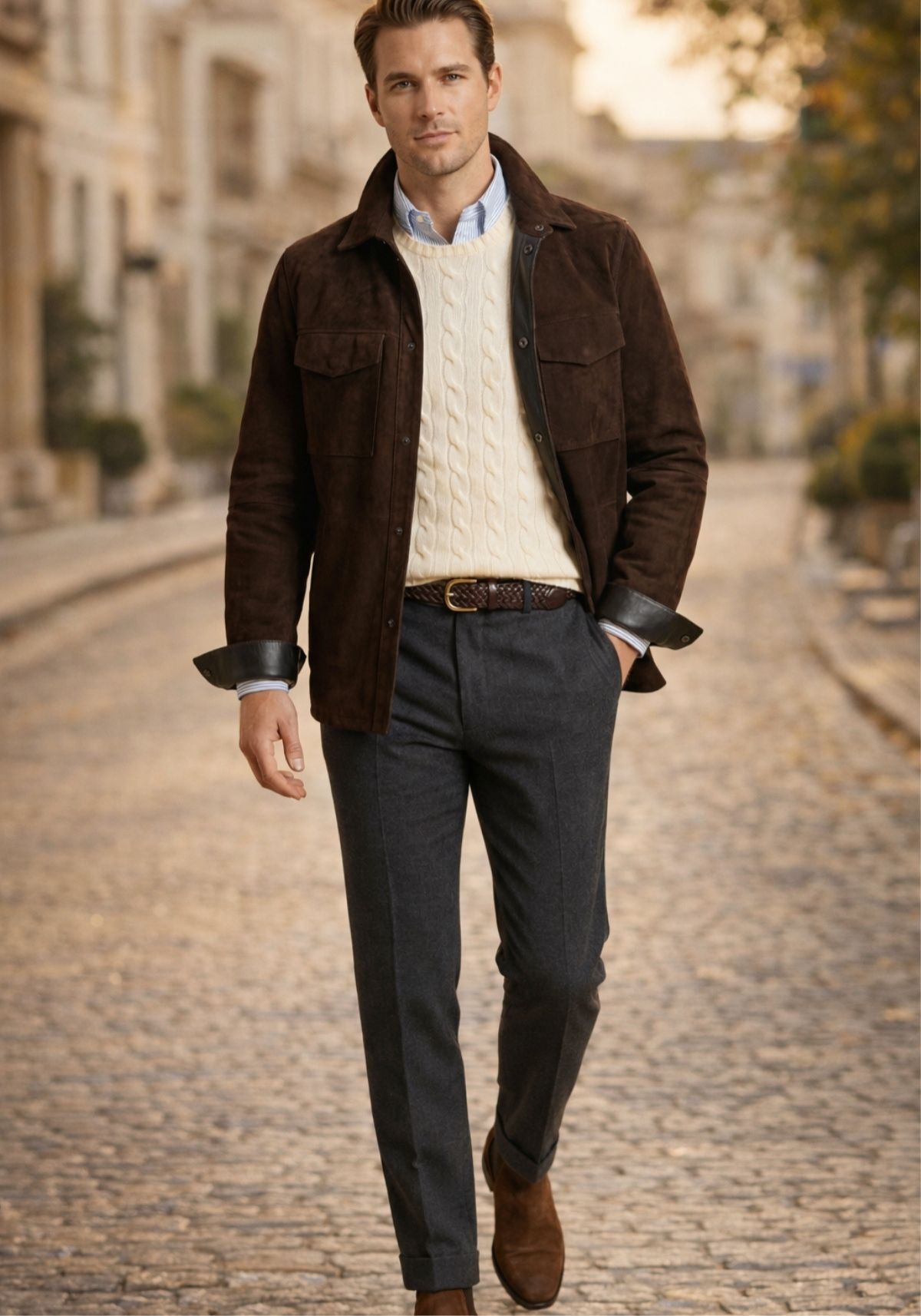 Lederjacke aus Veloursleder – Zeitlos in Dunkelbraun