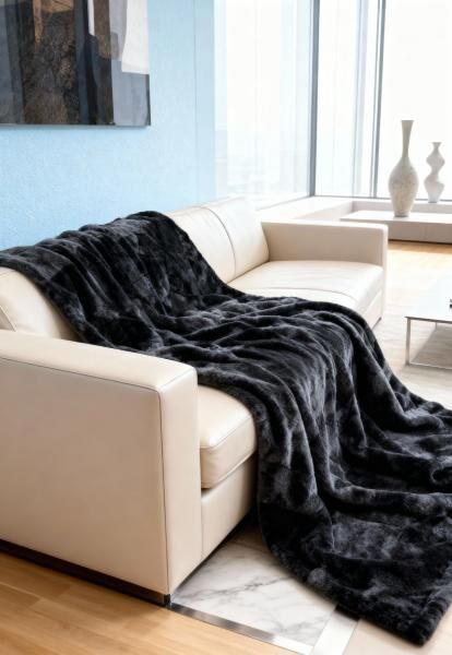 Lammfelldecke Merino 200 x 155 cm Modell 2512 Anthrazit
