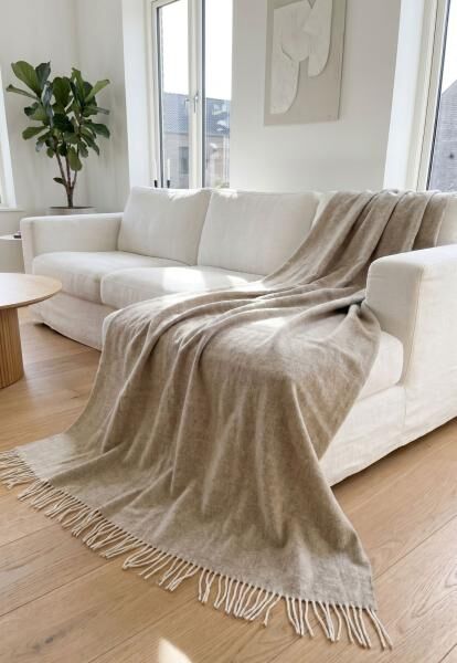 Wolldecke Marie aus feinster Merinowolle 140x200 Beige