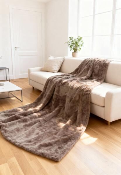 Lammfelldecke Merino 180 x 150 cm Modell 2522 Coffee