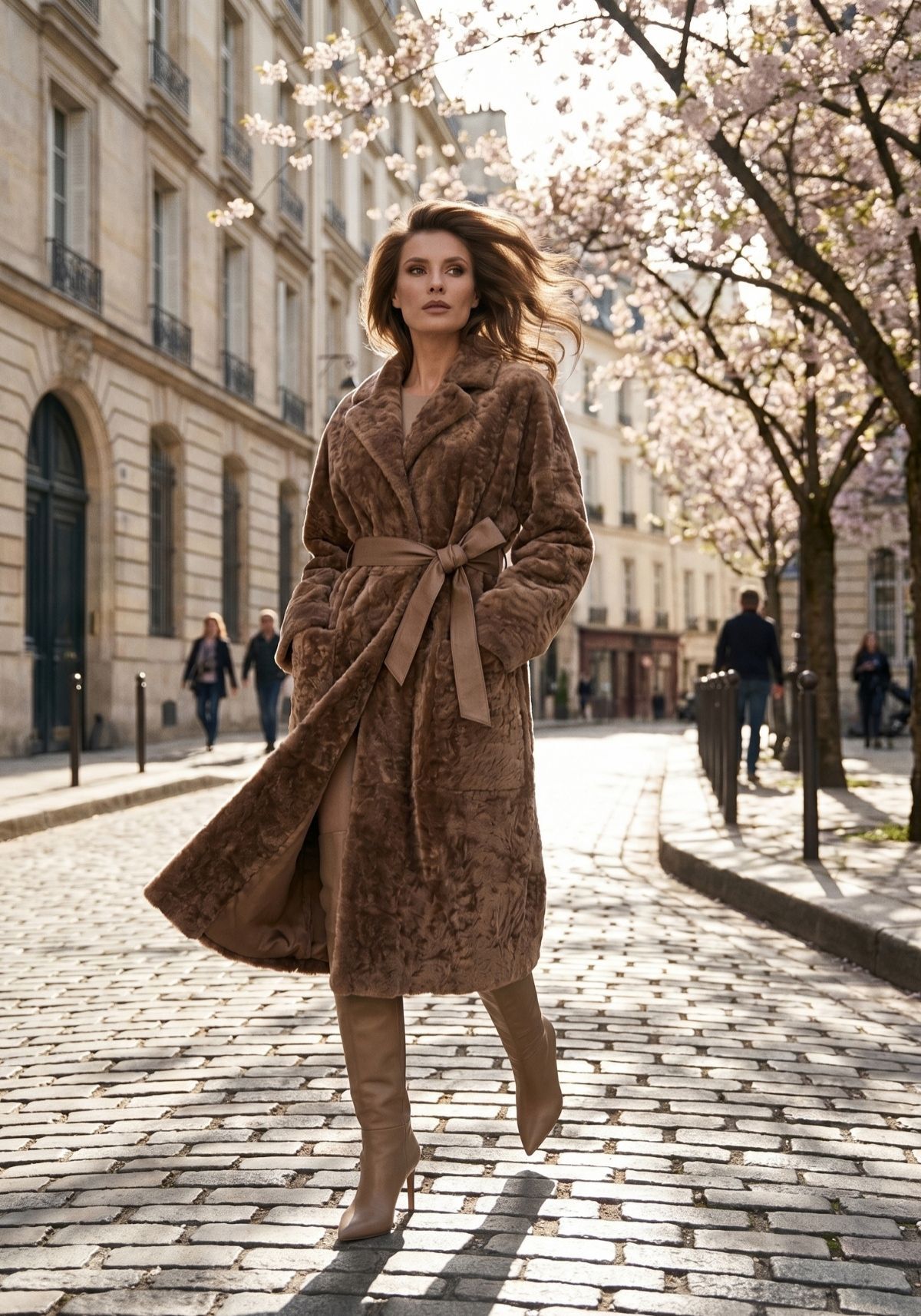 Shearling Mantel in Cappuccino - Zeitlose Eleganz aus echtem Lammfell