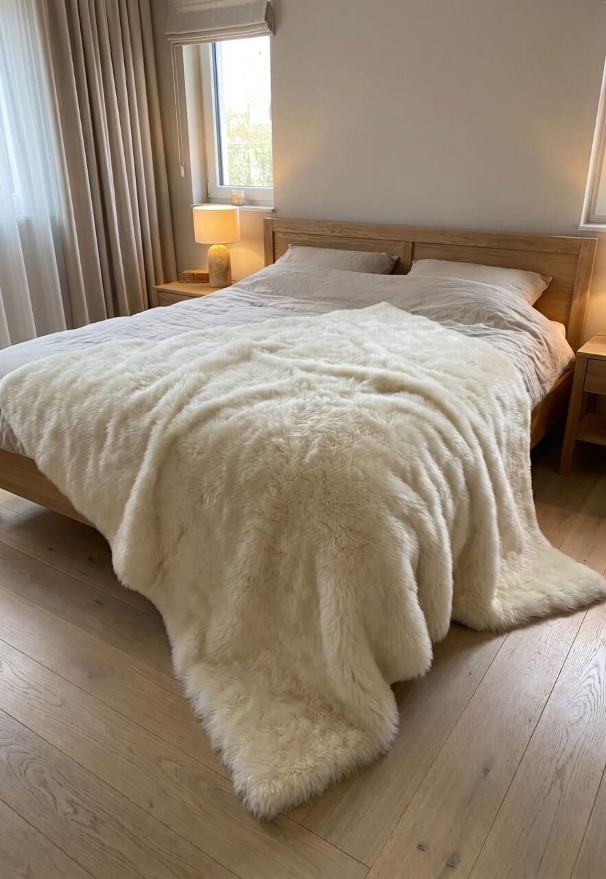Lammfelldecke Champagner 200 x 200 cm -