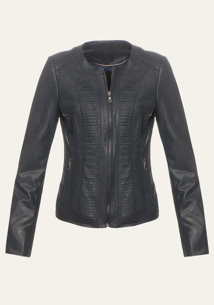 Lederjacke - PATI - Größe: S | Farbe: Blau