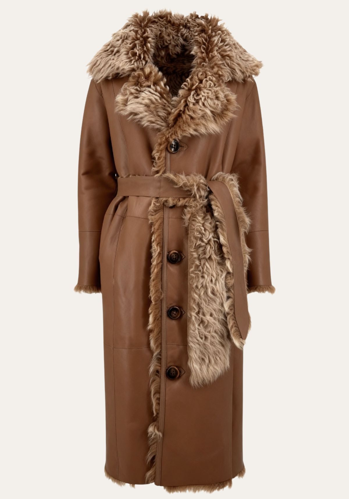 Curly Wendemantel Noella aus Lammfell in Beige