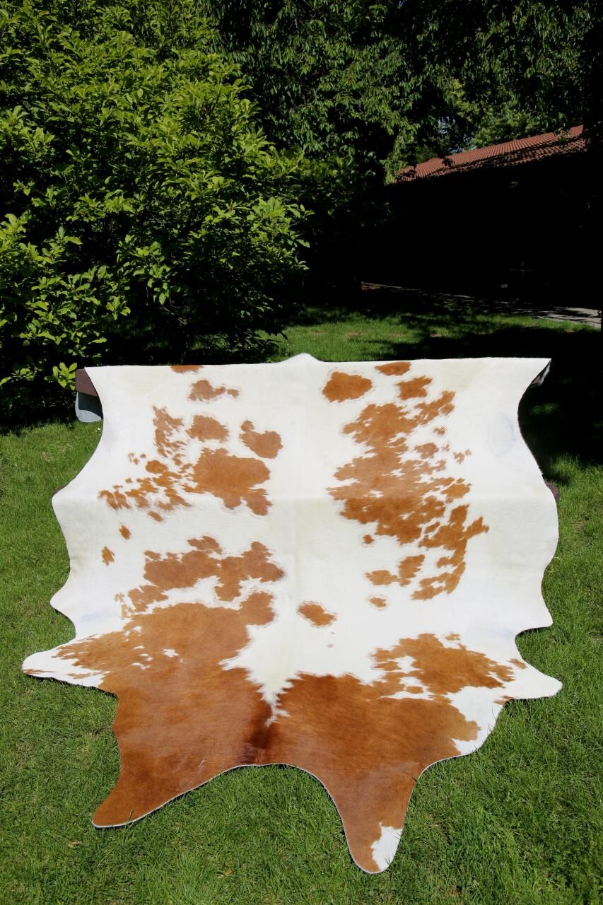 Kuhfell / Kalbsfell Rot/Weiß - Größe: 220-230
