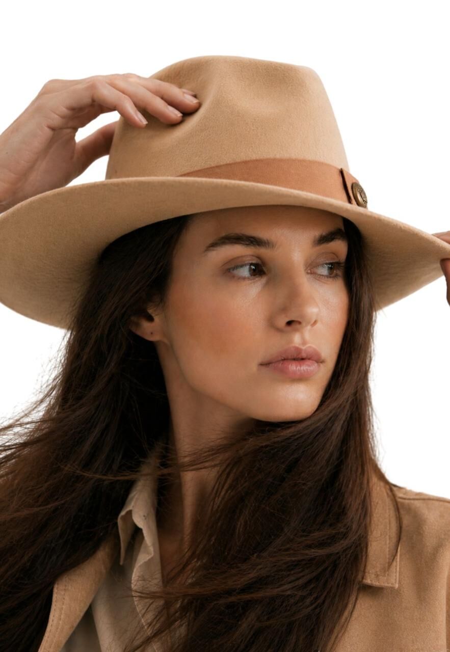 Damen Fedora-Hut Camel - Soft Touch -