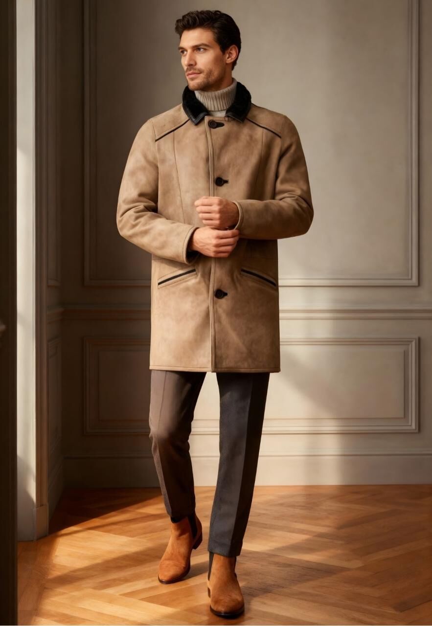 Lammfellmantel Antonio Camel - Größe: 3XL