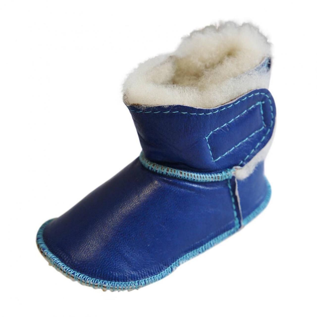 Baby Lammfellschuhe - MIT KLETTVERSCHLUSS - Schuhgröße: EUR 20-21 | Farbe: Blau