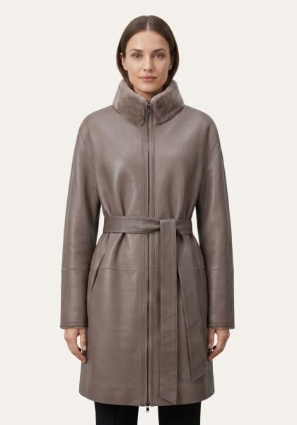 Wende-Lammfellmantel aus Shearling Graubraun