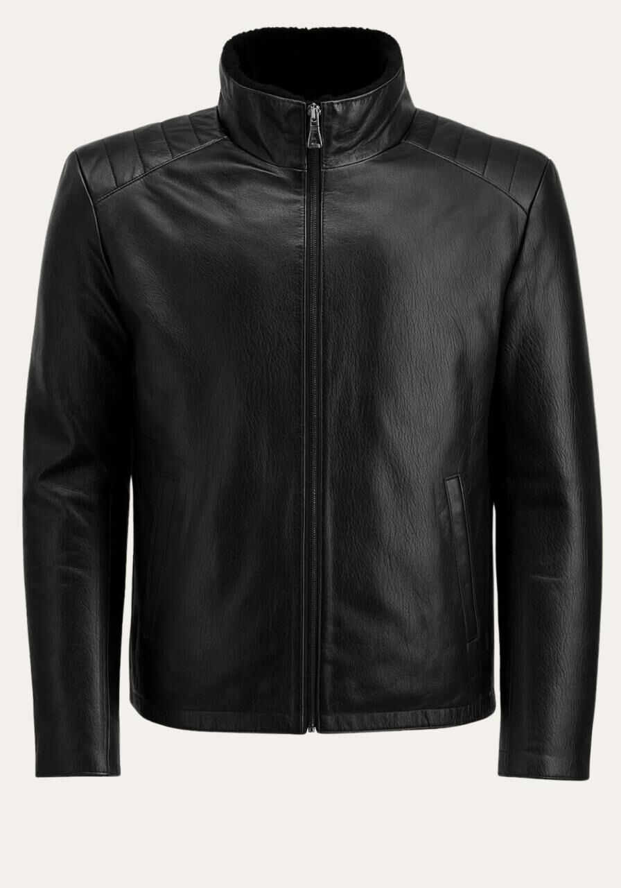 Jacke Victor – Edles Glattleder & Shearling Lammfell - Größe: XXL