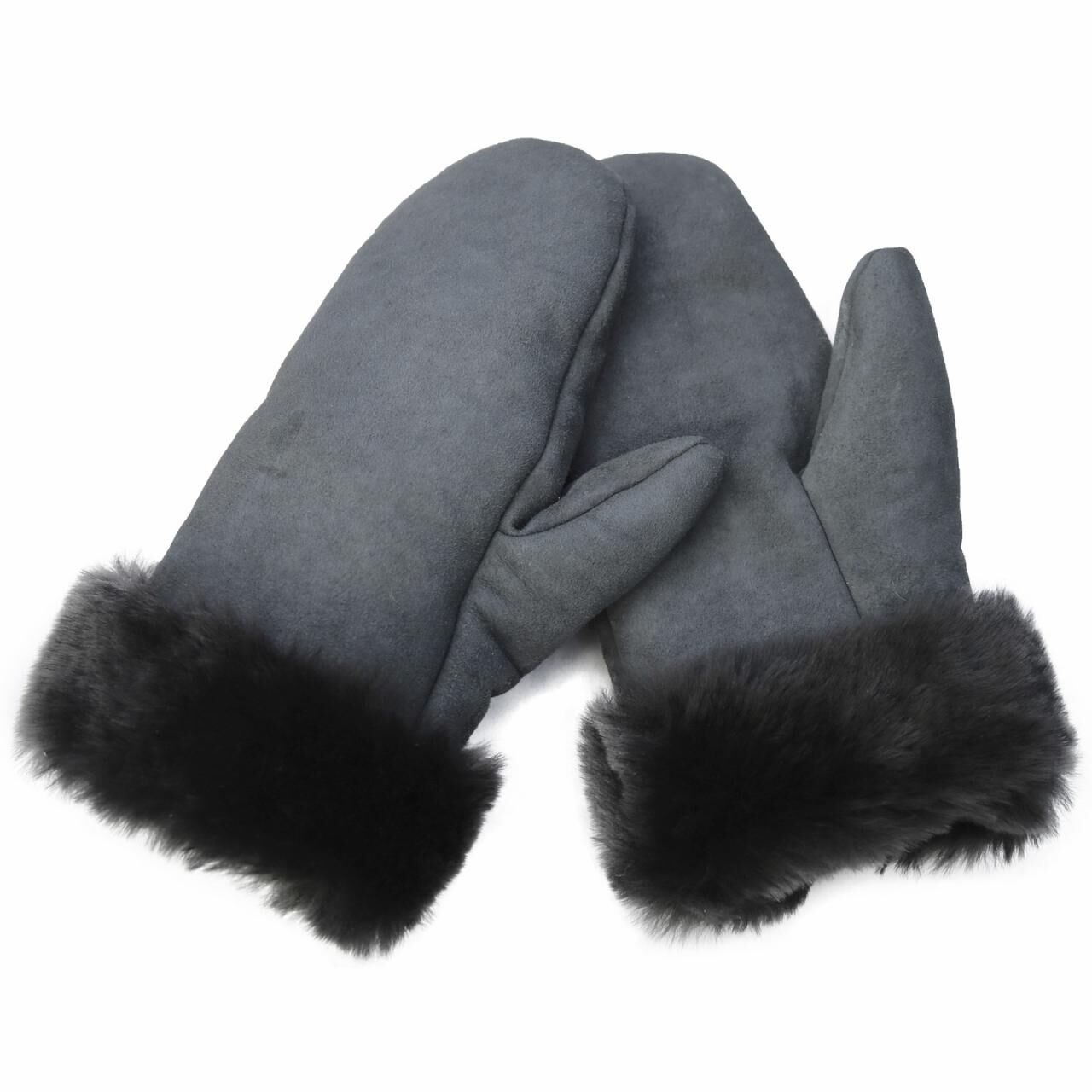 Dicke Herren Lammfell Fäustlinge Bob Grau 2XL -
