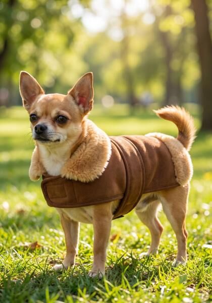 Lammfell Hundemantel mit Klettverschluss Modell 6
