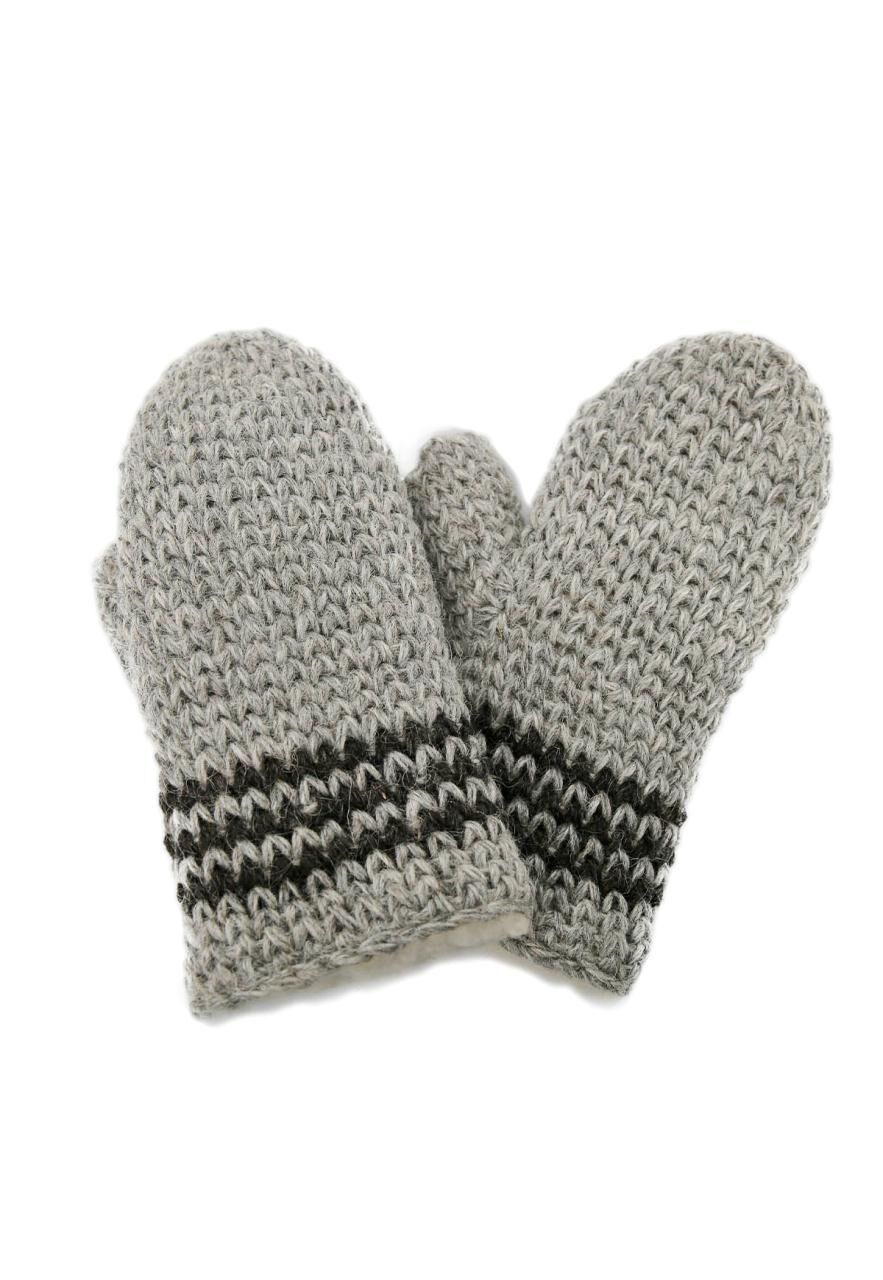 Bernie Handgestrickte Fausthandschuhe gefüttert Grau -
