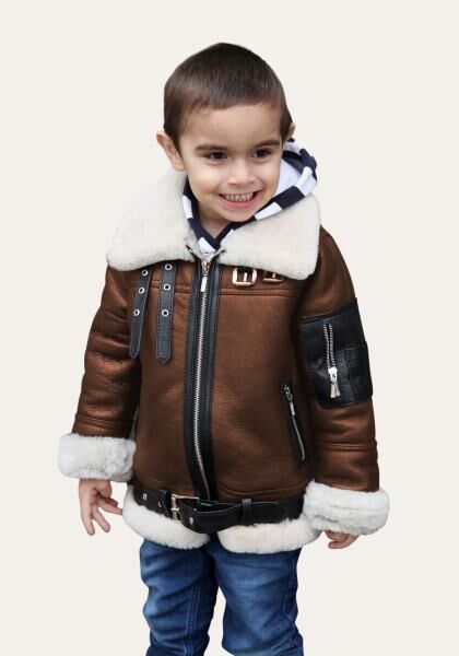 Kinder Lammfelljacke Dumbo Cognac