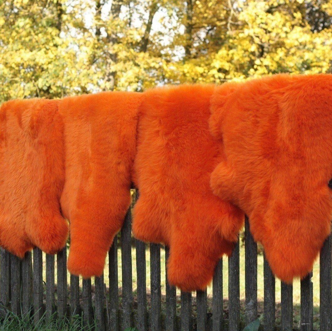 Lammfell Merino Orange - Farbe: Orange | Größe: 120-130