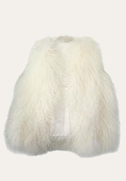 Lammfellweste Tibet Weiß