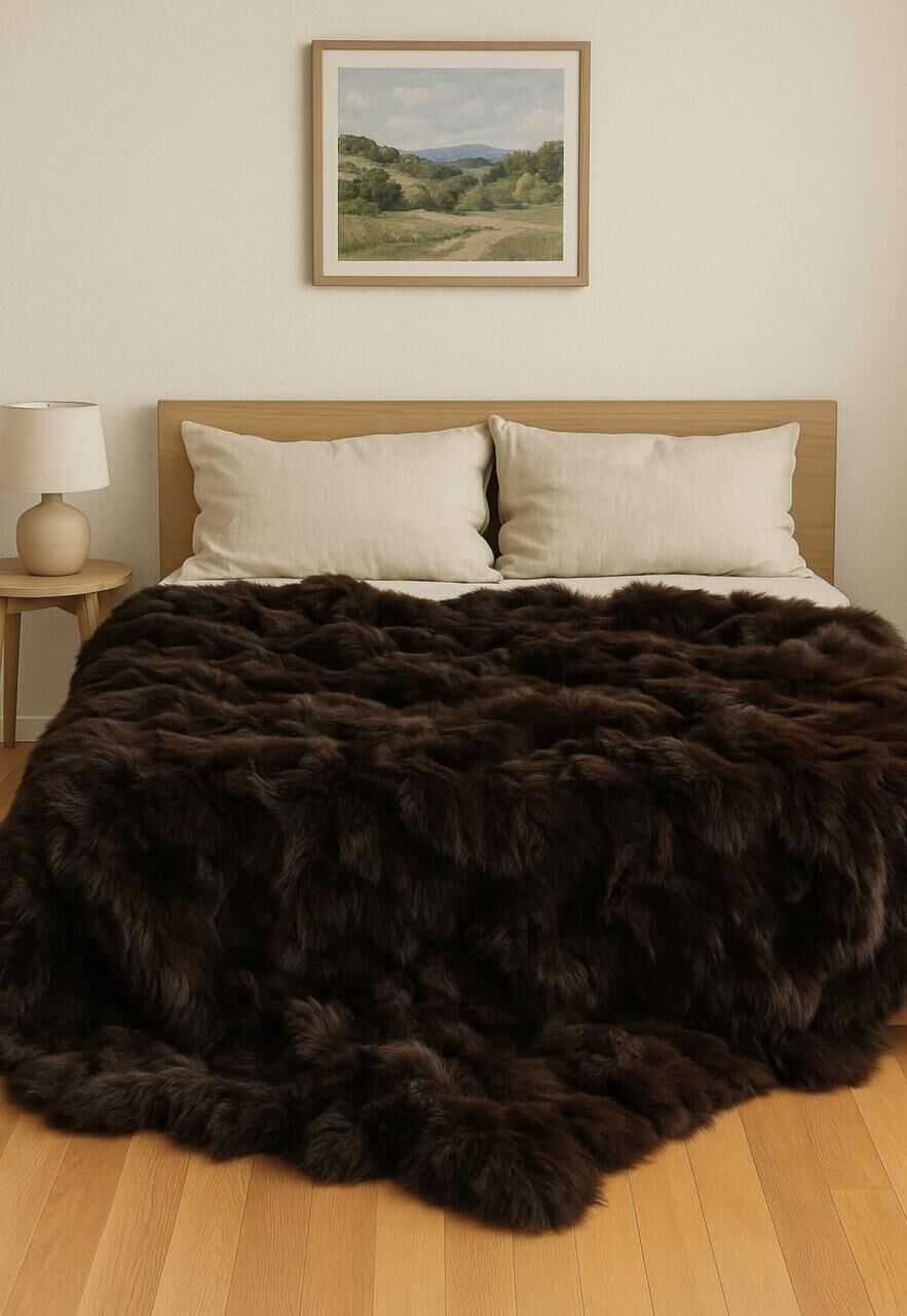 Lammfelldecke Toscana 200 x 185 cm Modell 2527 Schokolade -