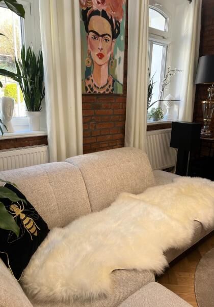 Lammfell Läufer 2 Felle zusammengenäht Weiß