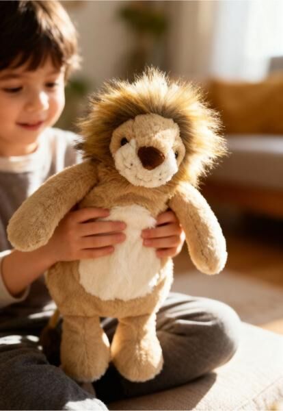 Wärmflasche mit Schnuffeltier ,,Löwe Leo - 0,8 L, waschbar & kuschelig weich