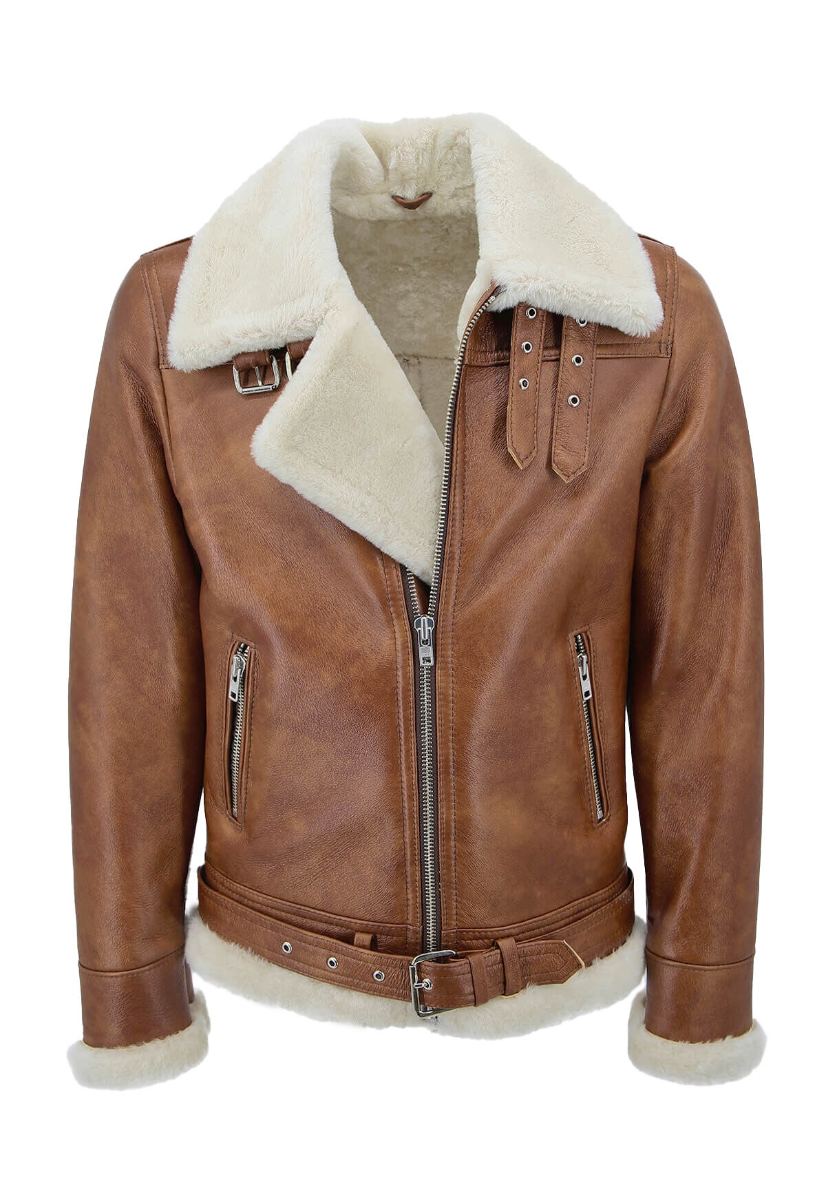 Lammfelljacke James Kastanie/Creme Größe S