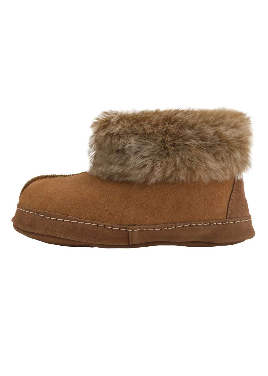 Merino Schafwolle-Stiefelchen (Hausschuhe) Für Damen - Mit Wildlederoptik & Gummisohle, Größe 38