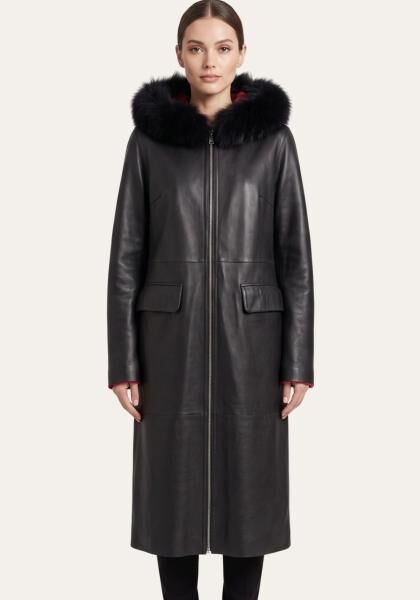 Shearling Lammfell Wendemantel - Zwei Looks in Schwarz und Rot