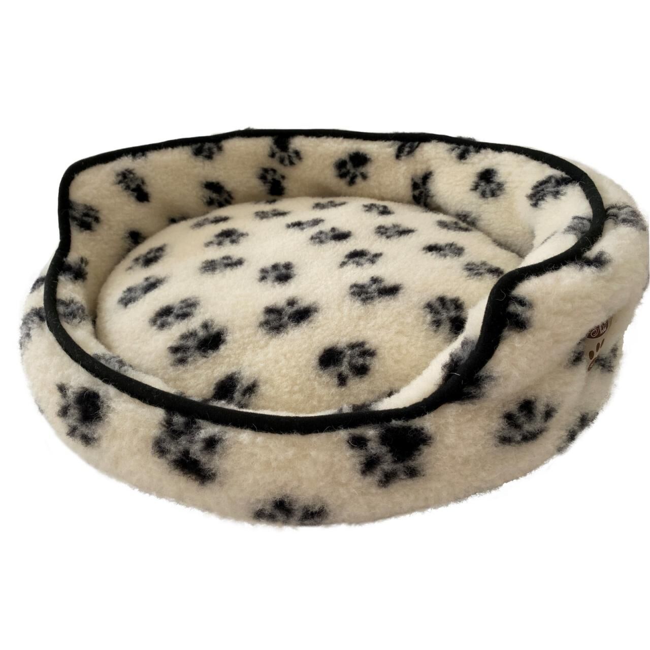 Hundebett Duo Merinowolle Ø 40 cm - Farbe: Schwarz/Weiß