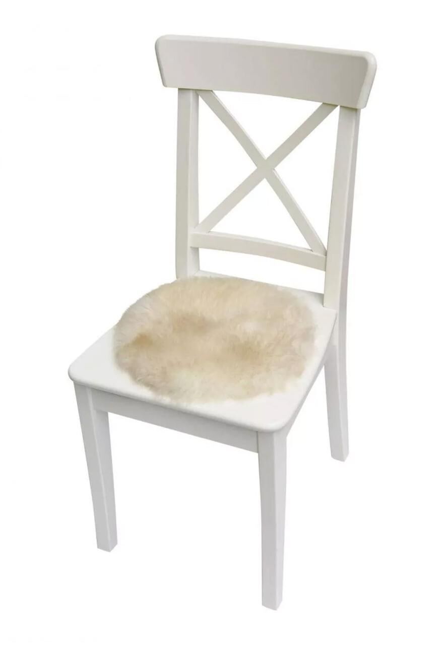 Lammfell Sitzkissen 2. Wahl Ø 40 cm Creme Beige -