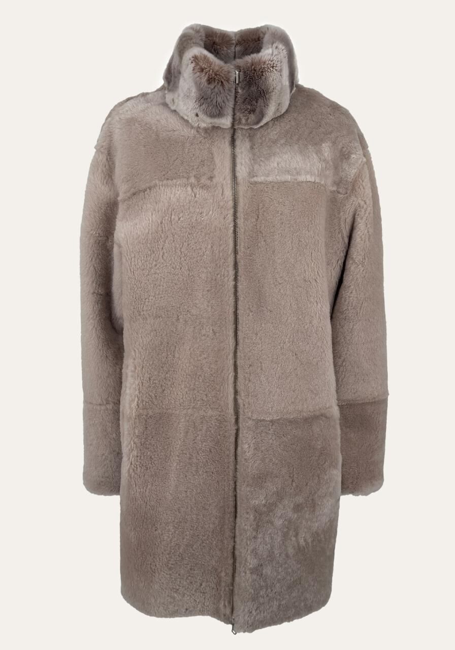 Wende-Longjacke aus Shearling – Beige, edel & mit softem ... - Größe: L