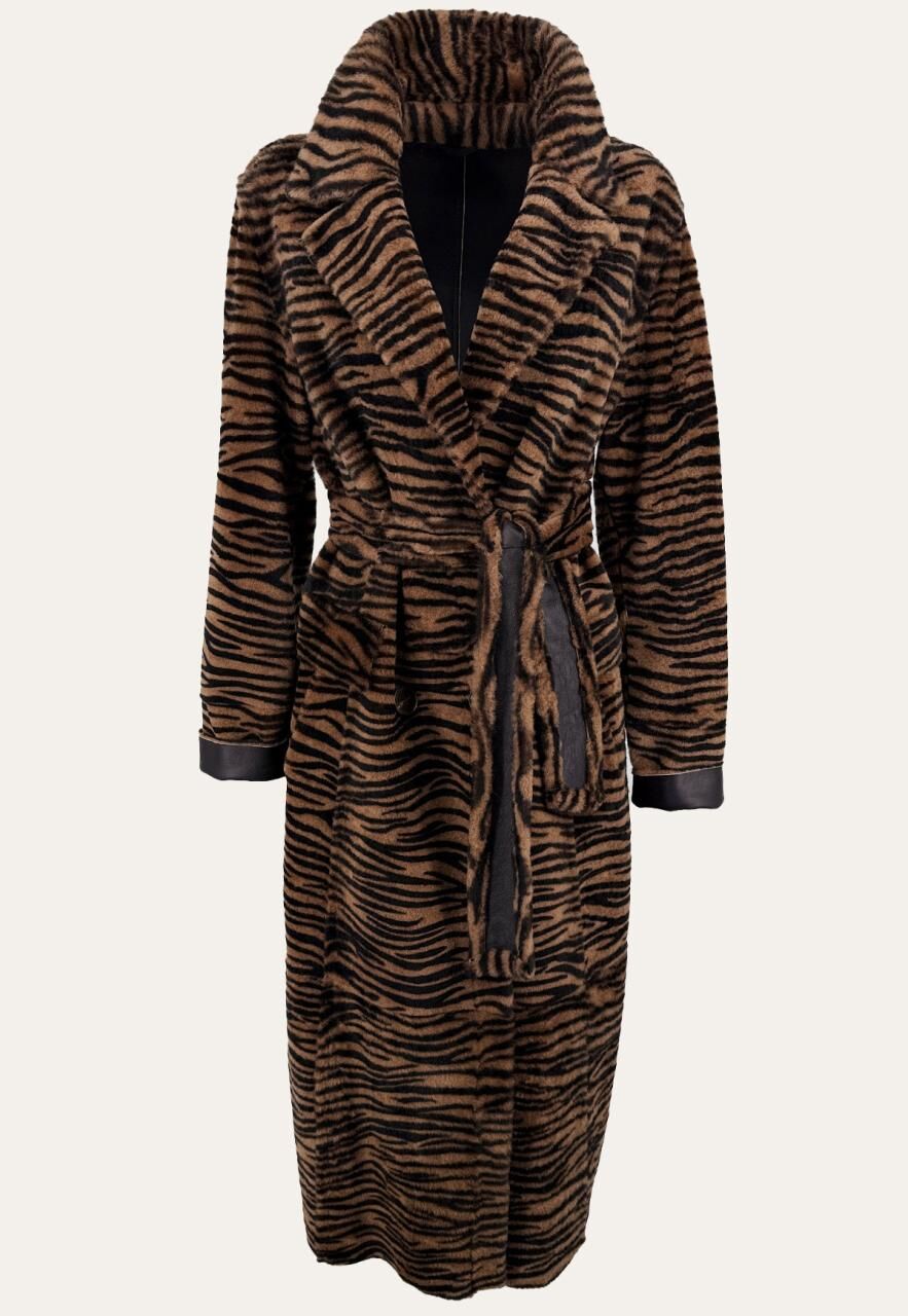 Lammfellmantel Jade zum Wenden im Tiger-Look - Größe: S